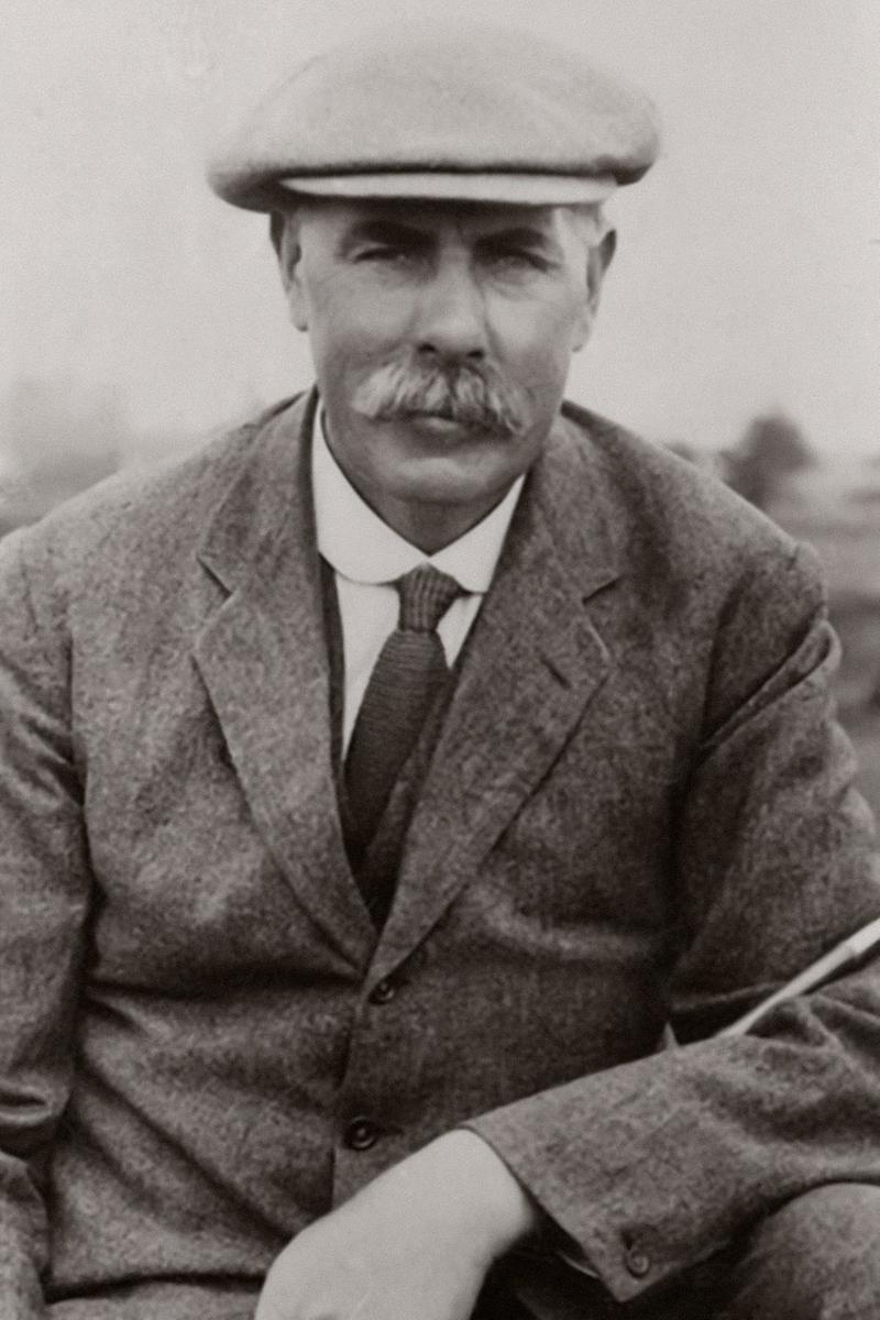 A black and white image of James Braid