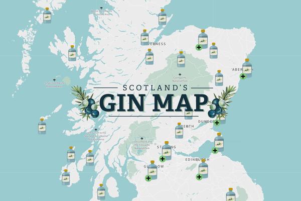 Image of Scotland's gin map